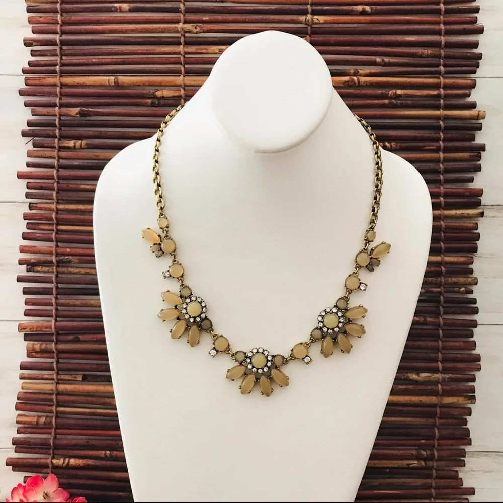 J Crew Bling Gold Tone Floral Necklace